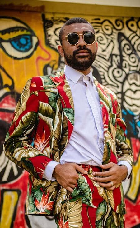 Man colorful suit